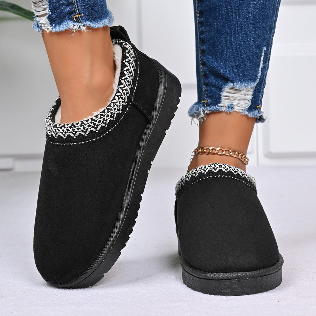 Slip-On Round Toe Platform Ankle Boots