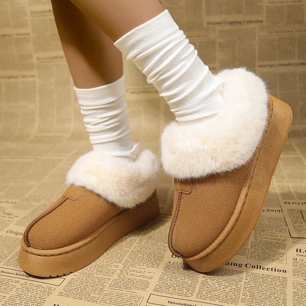 Plush Suede Platform Ankle Boots