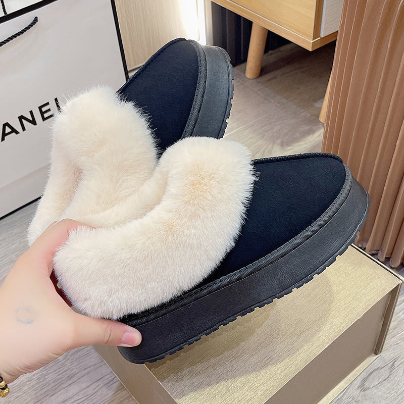 Bootara Women's Poppy Cozy Platform Boots – Plush Faux Fur Cuff Slip-On Winter Booties (US 5–10.5)