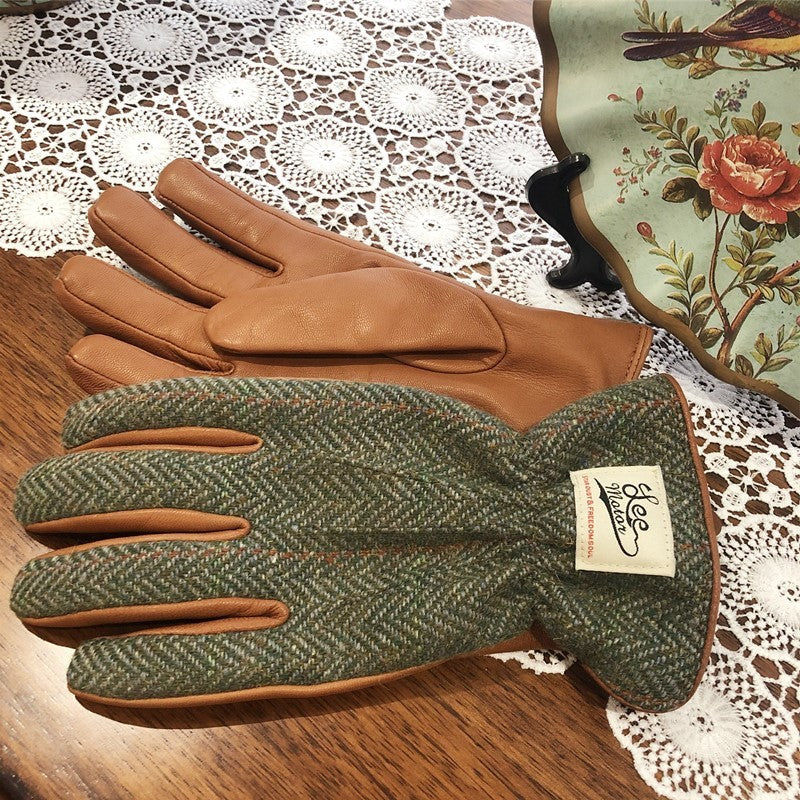 Fleece-lined Motorcycle Touch Screen Leather Gloves