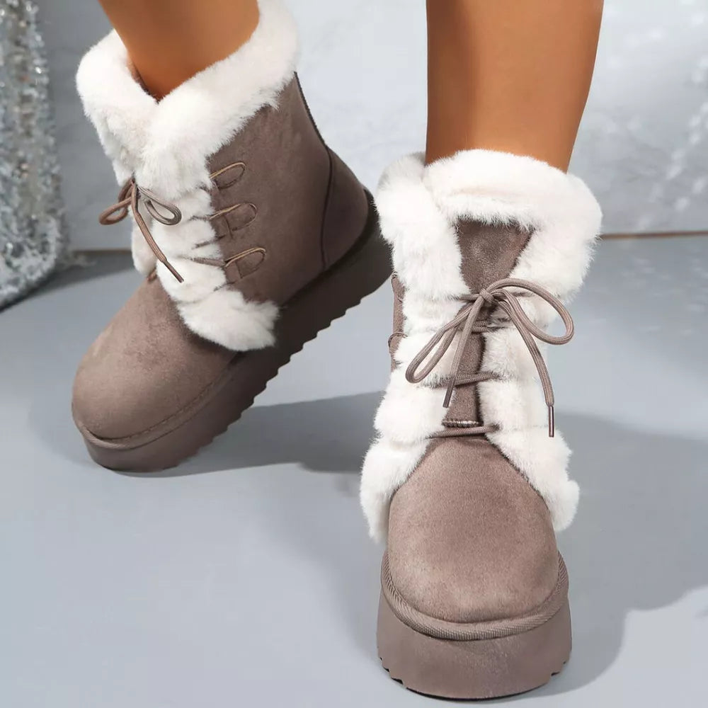 Cozy Suede Lace-up Platform Boots