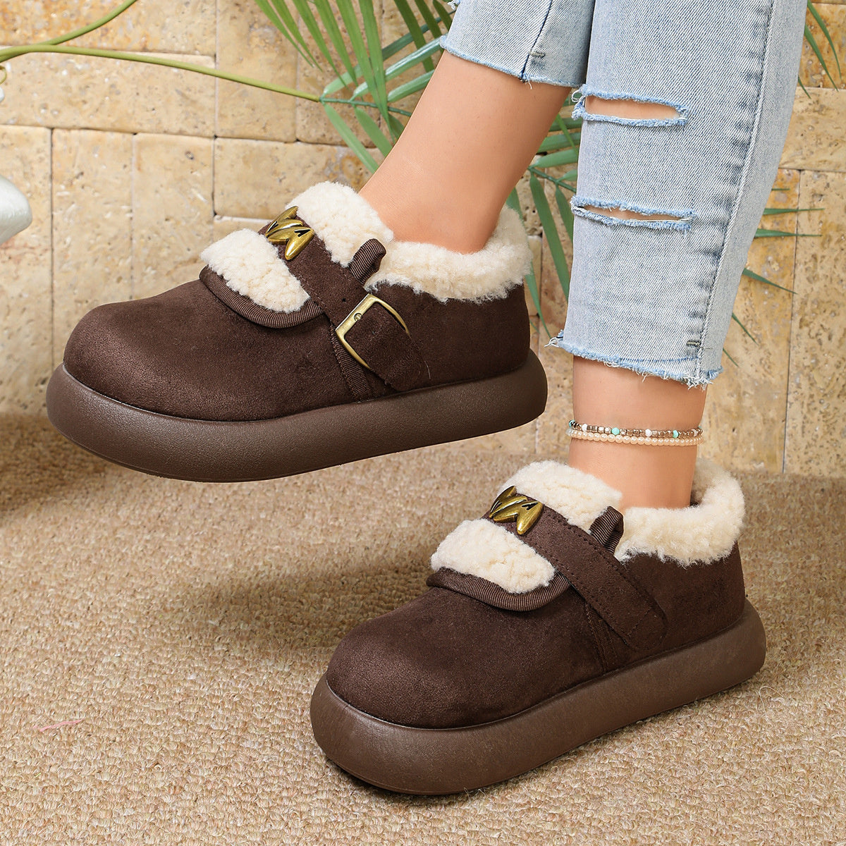 Round Toe Platform Ankle Boots