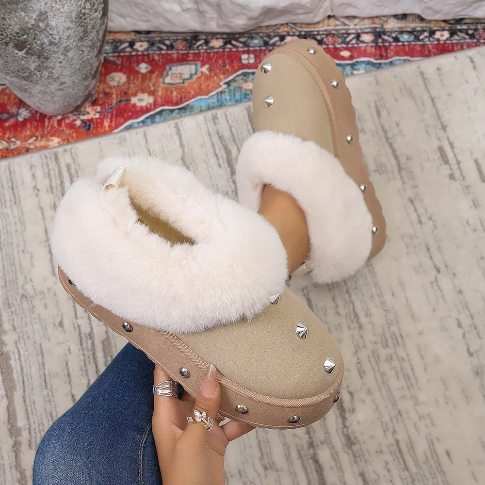 Studded Platform Faux Fur Lined Winter Boots
