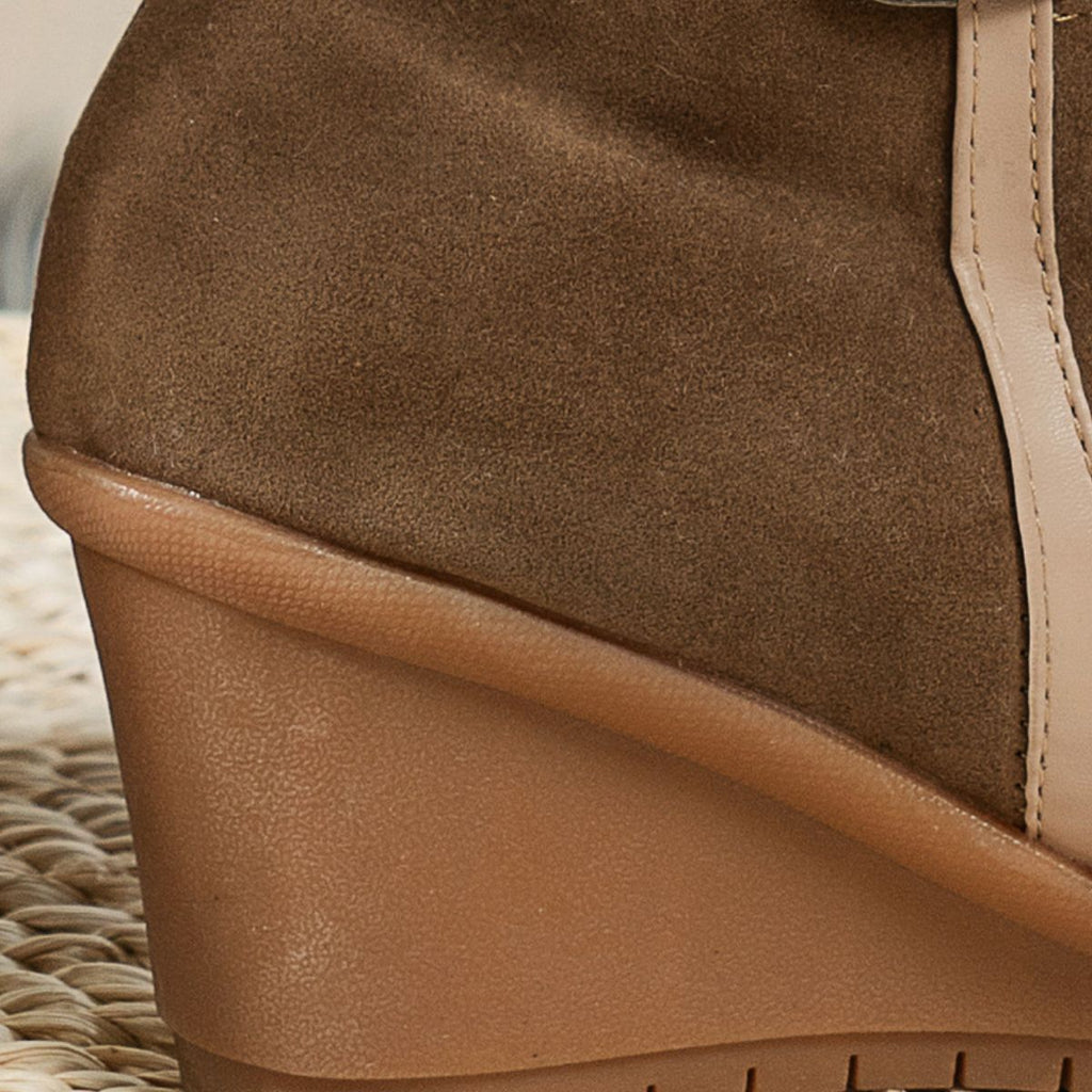 Faux Fur Lined Suede Wedge Boots