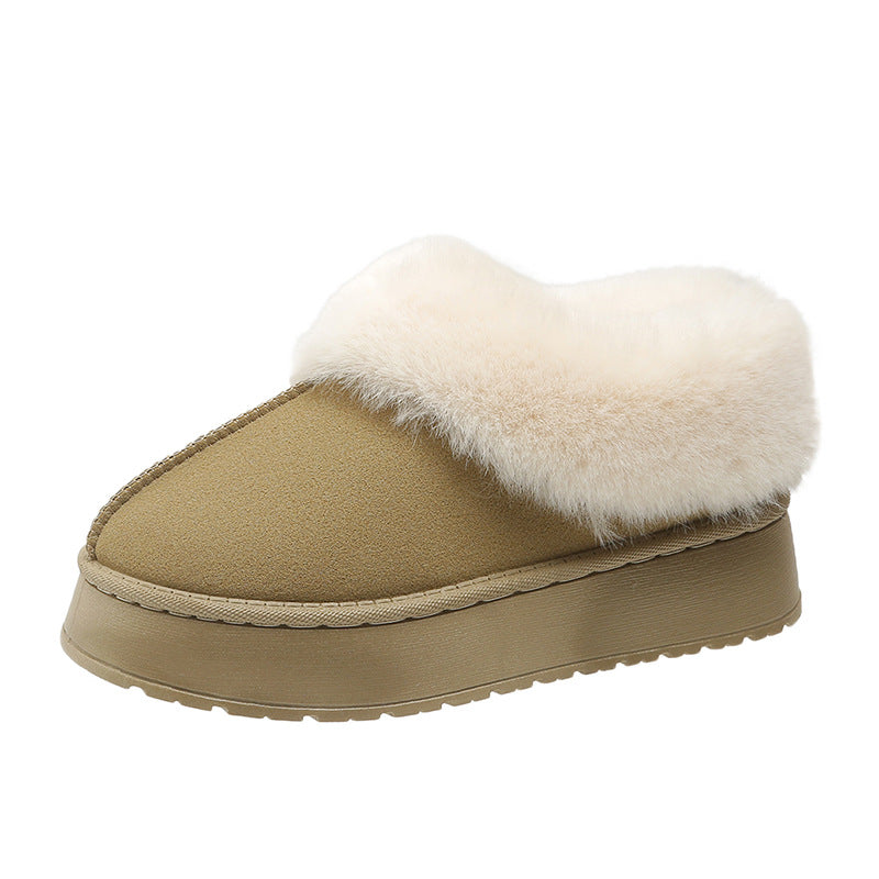 Bootara Women's Poppy Cozy Platform Boots – Plush Faux Fur Cuff Slip-On Winter Booties (US 5–10.5)