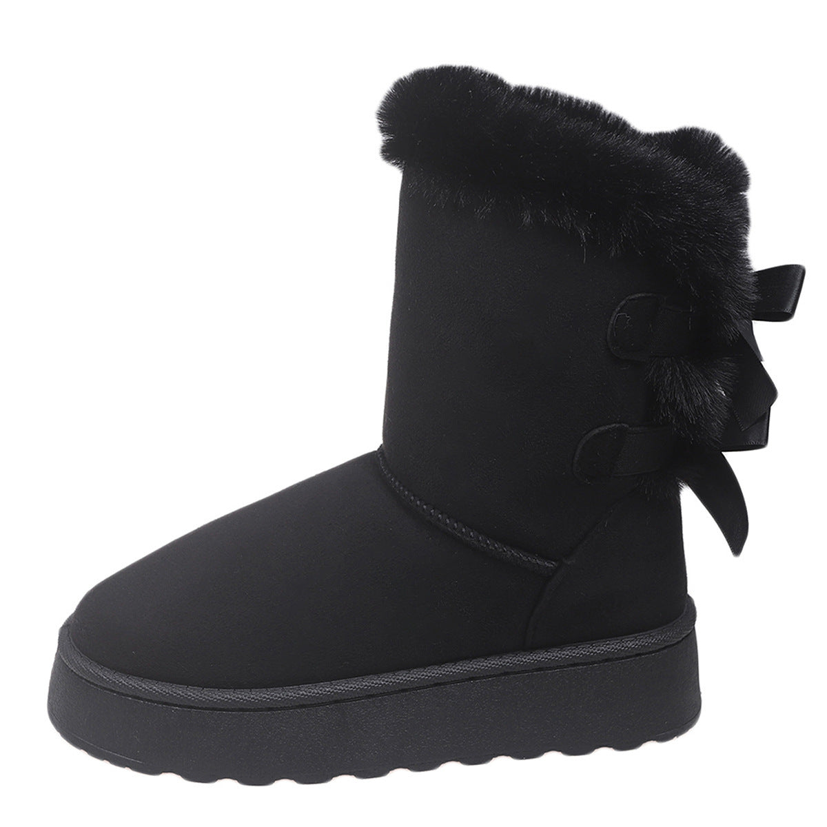Bootara Women’s CozyBow Short Snow Boots – Fleece-Lined Warmth & Anti-Slip Platform (US 5–10)