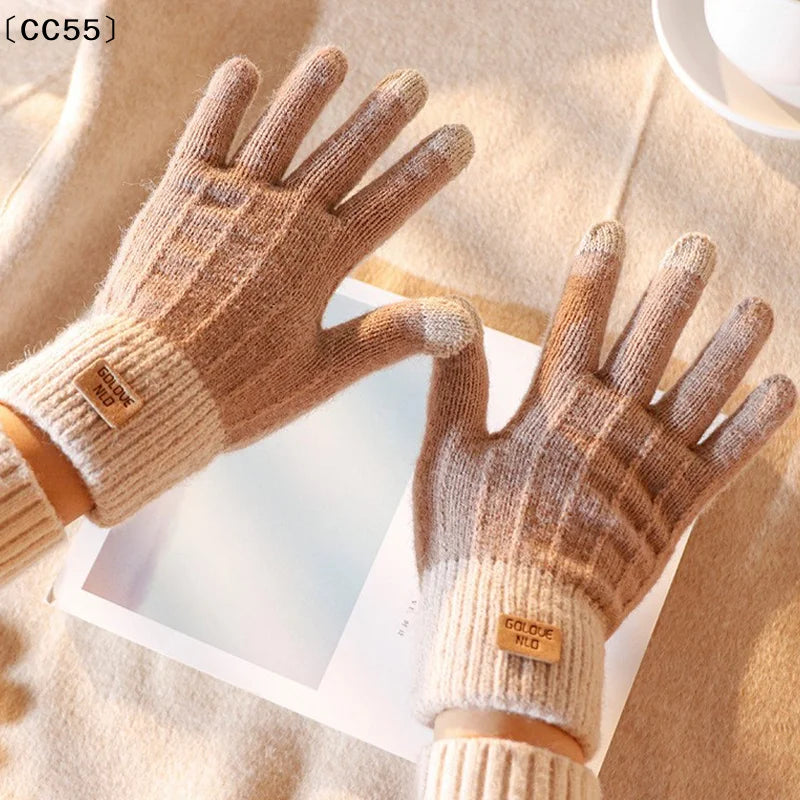 Women's Thick Plush Knitted Touchscreen Winter Gloves