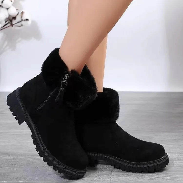 Suede Faux Shearling Trim Ankle Boots