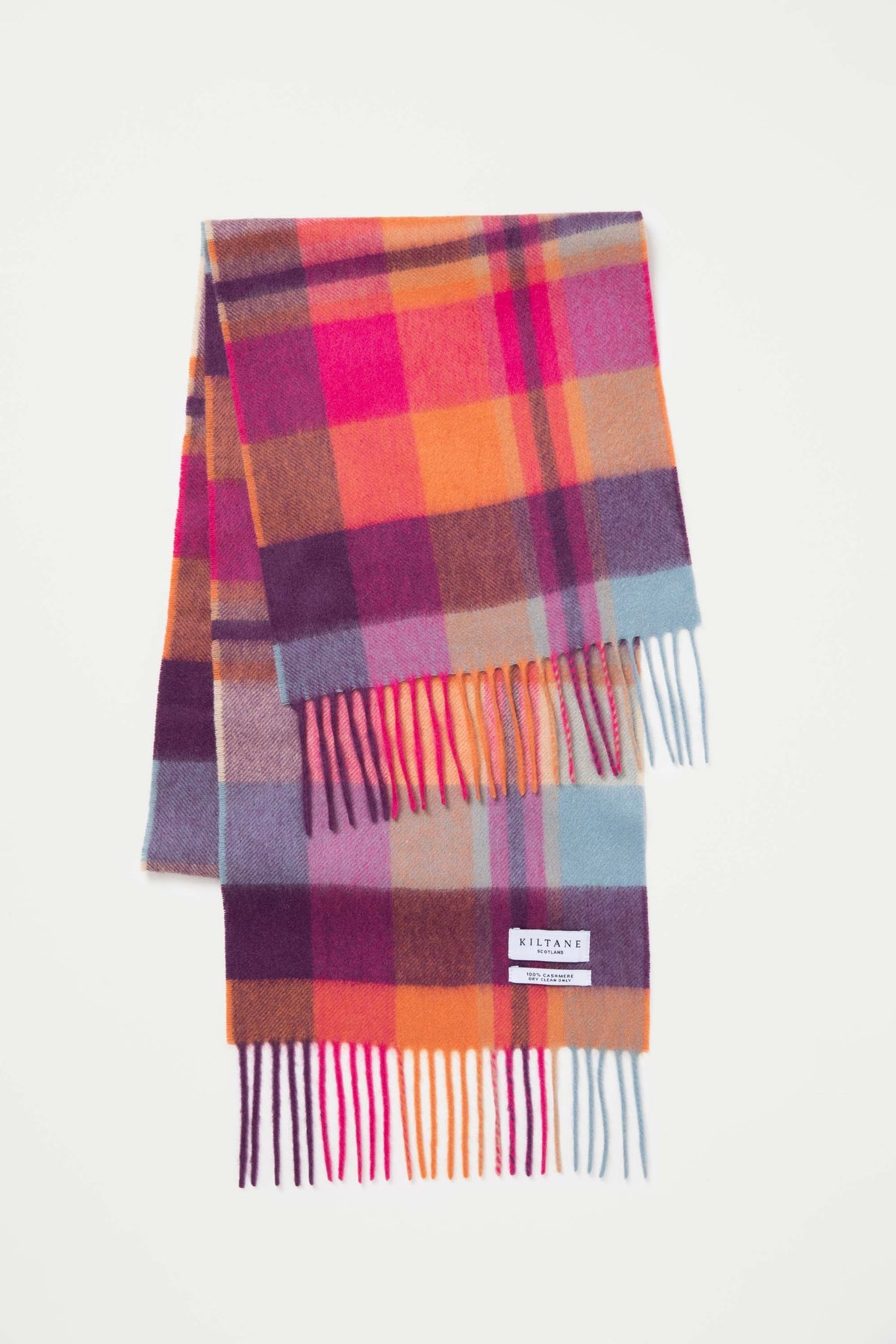 Square Check Cashmere Scarf - Orient Ginger