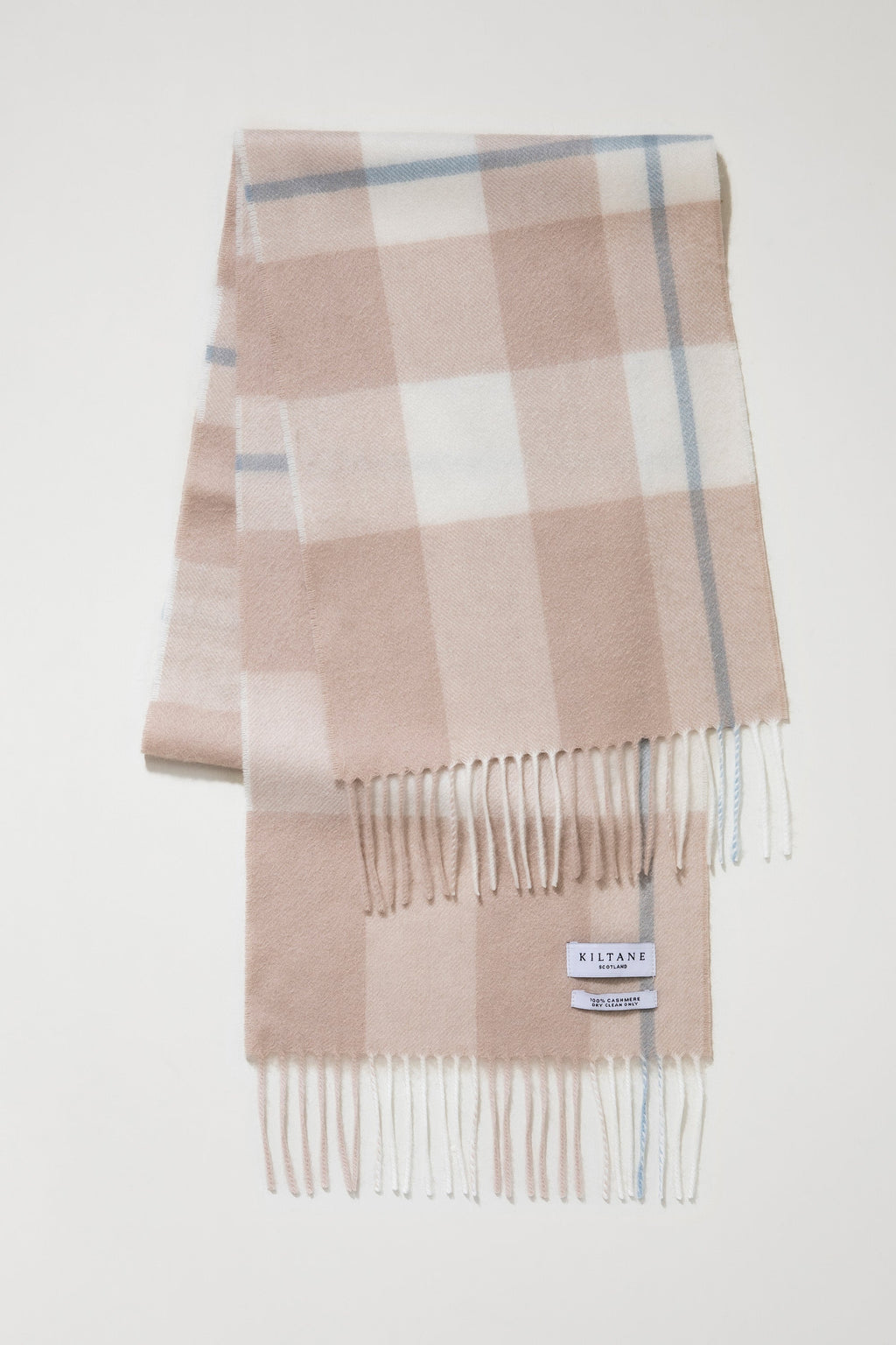 Contemporary Check Cashmere Scarf - Champagne Pink