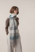 3 Square Check Lambswool Scarf - Sea Breeze