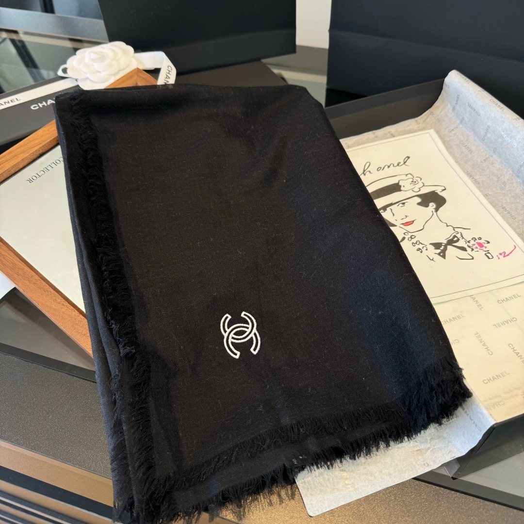 Chanel Fringed Cashmere Scarf