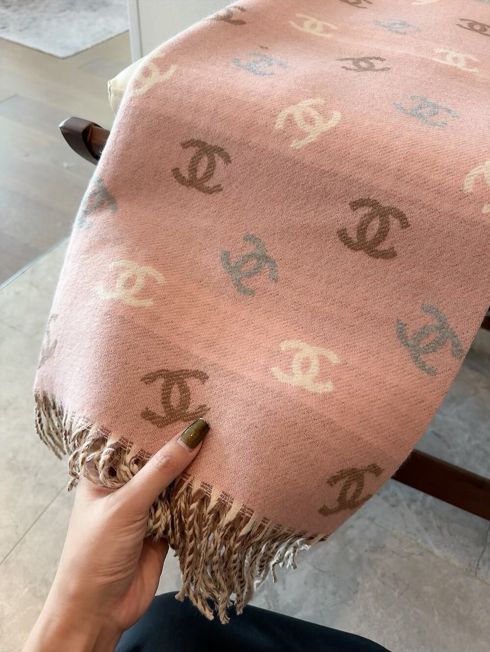Chanel Reversible Interlocking-C Fringe Scarf