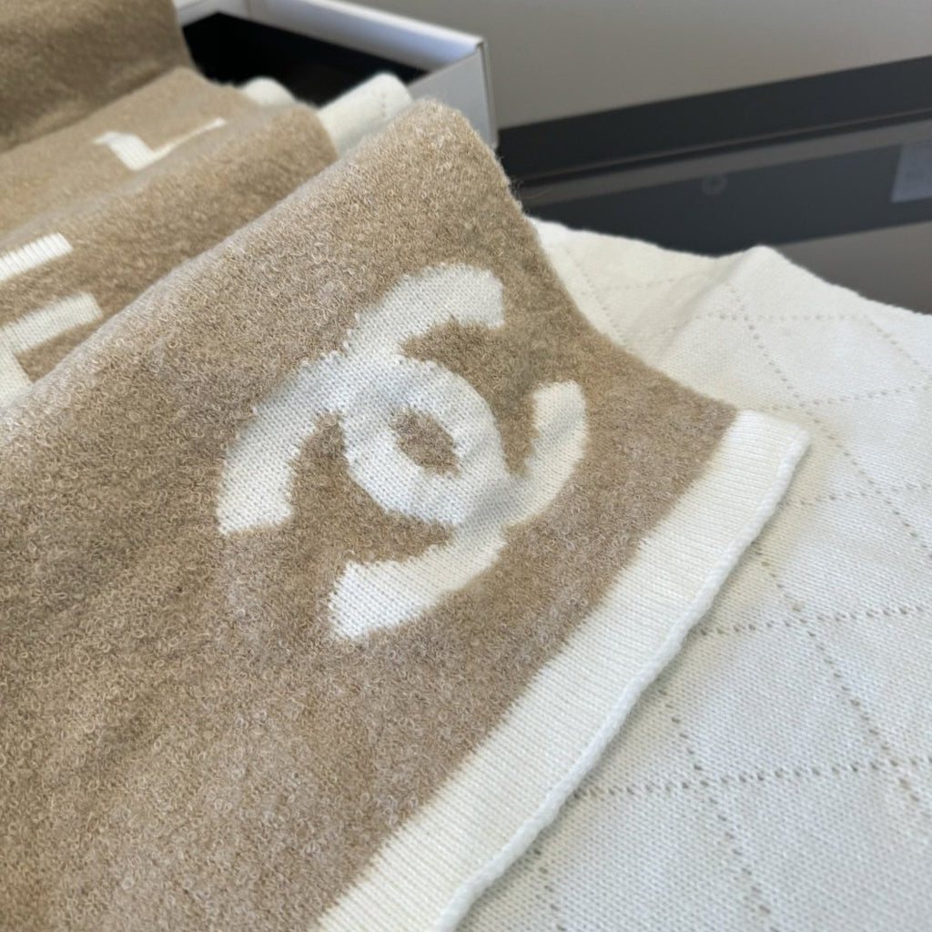 Chanel Knit Scarf with Ivory Motifs