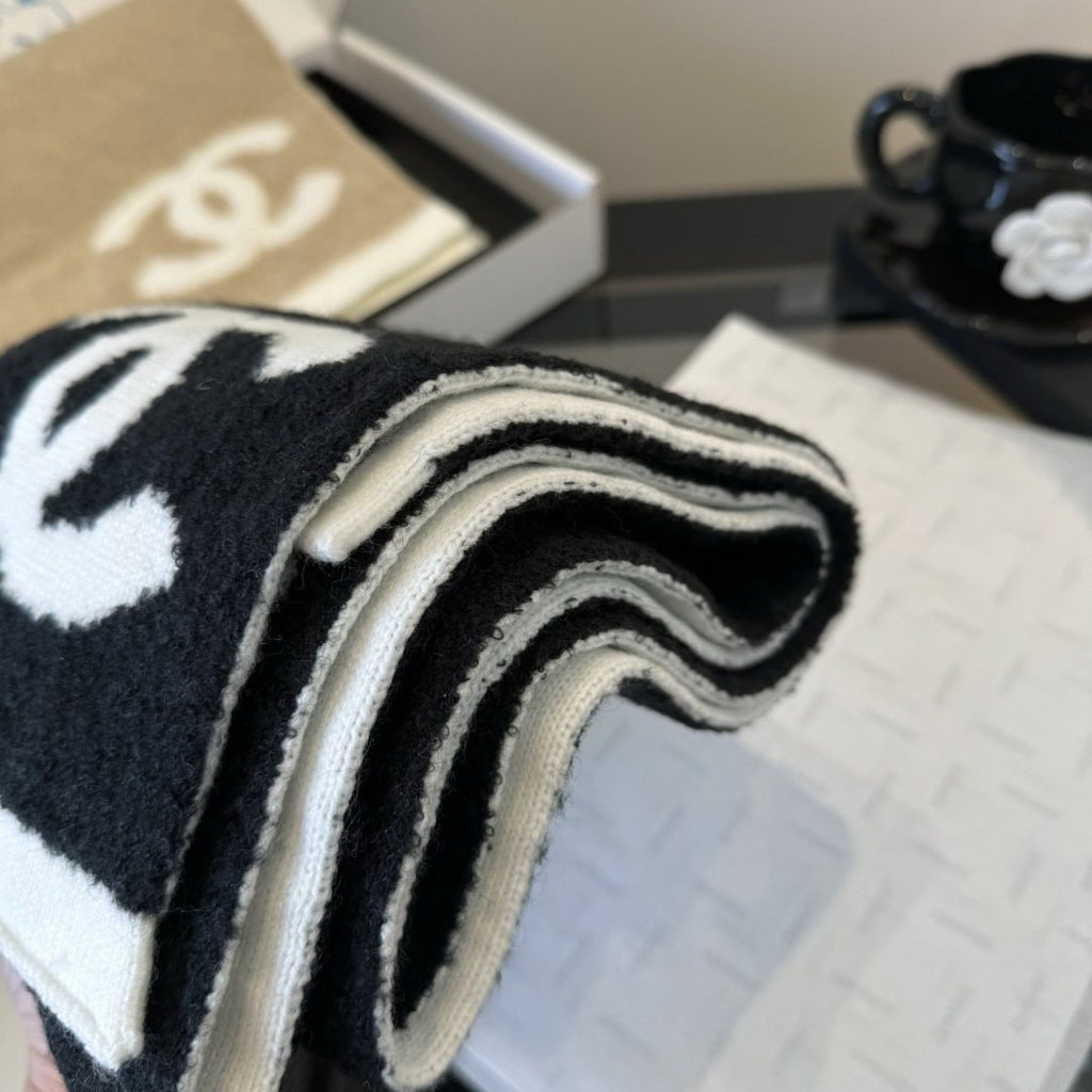 Chanel Knit Scarf with Ivory Motifs