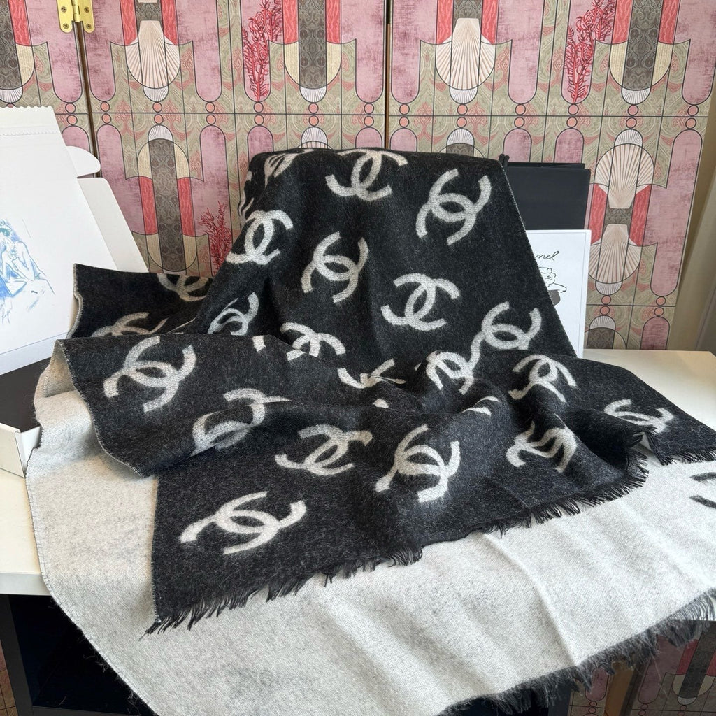 Chanel Reversible Logo Scarf Shawl