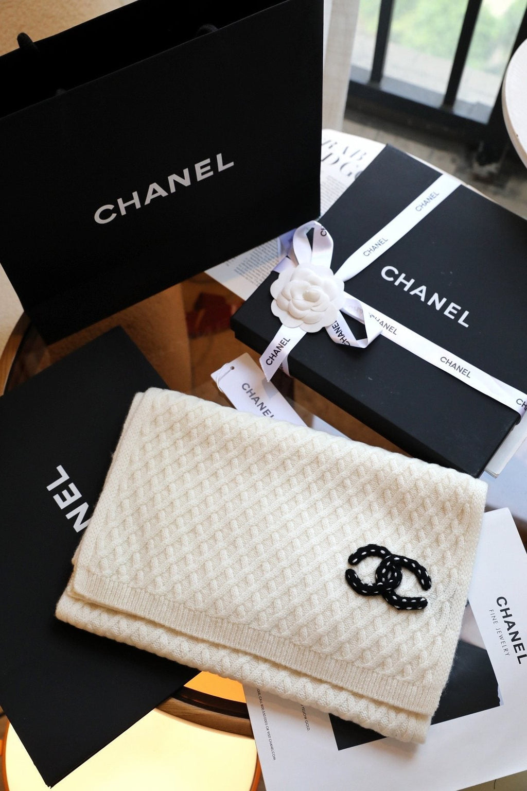 Chanel Diamond Knit Scarf